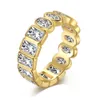 Anillo de eternidad de boda único Lustre, conjunto de bisel de oro de 14k de plata 925, anillo ovalado de moissanita de corte esmeralda de 3x5mm para mujer 2024