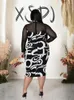 Plus Size Dresses Dress Spring 2024 Wholesale Drop Elegant Chic Slim Fit Long Black Mesh Sleeves Sexy Knee Length