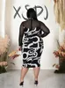 Robe grande taille printemps 2024, vente en gros, élégante, Chic, Slim, manches longues en maille noire, Sexy, longueur aux genoux