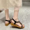 Sapatos de vestido Verão Mulheres Cunha Sandálias Moda Open Toe Strass Decoração Elastic Band Adolescente Meninas Casual Gladiador