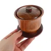 Juegos de té Taza de té natural Juego de cuencos prácticos Vintage Decorativo De madera Durable Tradicional