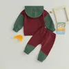 0705 Lioraitiin 03 ans bébé garçon 2 pièces tenues couleur contrastée sweat à capuche à manches longues et pantalon élastique pour enfant en bas âge 240131