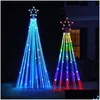 Julekorationer LED Tree Lights How String Cone Waterfall Star Lights Outdoor Mticolor for Wedding Party Decoration EU Plug Dro Otwy3