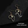 Dangle Earrings High Quality Hollow Africa Map For Women Girls Stainless Steel Love Heart Ear Jewelry Party Wedding Gift In