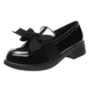 2024 mulheres mocassins bowtie deslizamento em sapatos femininos barco preto oxford calçado casual couro de patente outono lolita zapatos mujer 240202