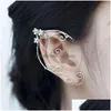 Clip-On skruv ryggstöd örhängen Elf Ear Cuffs Wing Tassel Filigree Een Wrap Fairy Cosplay Wedding Fantasy Costume Drop Delivery J DHPMH