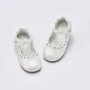 Dave Bella Children's Leather Shoes Girls White Flat Shoes Spring Non-Slip Födelsedagar Fest Princess Shoes for Kid DB1247925 240127