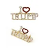 Konst och hantverk jag älskar Trump Rhinestones Brosch Pins For Women Glitter Crystal Letters Coat Dress Smycken Brosches Drop Delivery Home Dh6nf