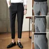 Men's Suits 2024 Spring Summer Casual Pants Suit Slim Fit Work Button Jogging Trousers Male Solid Color Clothing P243