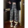 Women's Pants Women Winter Fleece Vintage Plaid Baggy 2024 Collection Lamb's Wool Warm Trousers Clothing