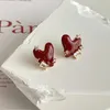 Boucles d'oreilles Sexy coeur rouge pour femmes fête Vintage émail huile cristal irrégulier amour à la mode déclaration bijoux Brincos