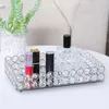 Crystal Decorative Tray Table Makeup Organizer Glass Mirror Perfume Lipstick Storage Plate Luxury Serving Tray Home Trinket Dish 240125