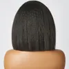 Glueless Kinky reta 134 peruca frontal de renda curta Bob Human Hair Wigs Desgas