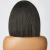 Glueless Kinky reta 134 peruca frontal de renda curta Bob Human Hair Wigs Desgas