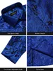 Marca masculina azul real camisas de negócios moda luxo paisley manga longa turn-down colarinho camisa social masculina blusa casual 240125