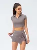 Lu Align Set Tennis Skirt Female Short Skirts Crop Top T-shirts Tenni Sets Tenis Skort 2 In 1 Workout Fitness Lemon LL Jogger Lu-08 2024