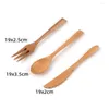 Ensembles de vaisselle 3 pièces/ensemble vaisselle en bois de voyage Portable maison Cubiertos cuillère fourchette couteau couverts Kit réutilisable Eco couverts ustensiles de cuisine