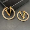 Stud Earrings Europe And The United States Fashion Exquisite V Pendant Circle Temperament High Quality Ear Buckle