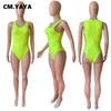 Women's Two Piece Pants CM.YAYA Active Women Sleeveless Bodysuit And Mesh See Though Jogger Matching 2 Set Outfits Swimwear Tracksuit