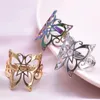 Cluster Rings Vintage Butterfly Stainless Steel For Women Jewelry Sets Gothic Pentagram Charm Adjustable Punk Men's Ring Gifts