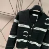 2024 Brand V-neck Knitted Cardigan Early Autumn New Casual and Comfortable Black and White Letter Long-sleeved Knitted Sweater Coat