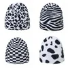 Berets Trendy jesienne zimowe czapki czarne białe kontrola Zebra Leopard czapka ciepła czapka Hip Hop Knitte czapki czapki dla kobiet mężczyzn