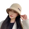 Kapelusz damski zimowy dzianinowy kapelusz wiadra ciepłe rybak haty moda Koreańska czapka dama retro czarna czapka panama dla kobiet 240127