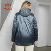 Astrid Autumn Winter Kurtka damska długa cienki bawełniany kaptur ciepły wyściełany płaszcz parki w Plus Size Women Odzież w marce 240130