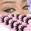 Falsche Wimpern, 5 Paar, thailändisch, nass, 3D-Faux-Nerz, handgefertigt, lange, flauschige Wimpern, dicke Wimpernverlängerung, Augen-Make-up-Tools