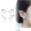 Clip-On skruv ryggstöd örhängen Elf Ear Cuffs Wing Tassel Filigree Een Wrap Fairy Cosplay Wedding Fantasy Costume Drop Delivery J DHPMH