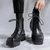 bottes de plate-forme de marque italienne pour hommes mode chaussures à bout carré cowboy botte en cuir véritable belle moto botas homme 240126