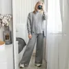 Gigogou Cashmere Women Sweater Tracksuits Wide Leg Pant Suits Tjock Warm Female Set 2two Piece Set Tyg 240123