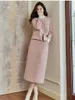 Womens Autumn/winter Small Fragrance Short Tweed Suit Skirt Set Retro Solid Color Round Neck Woolen Coat Skirt Two-piece Set 240129