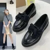 2024 mulheres mocassins bowtie deslizamento em sapatos femininos barco preto oxford calçado casual couro de patente outono lolita zapatos mujer 240202
