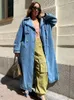 Jeńcowe płaszcze dla kobiet pasek na talii Slim Jean Coats Ladies Jaqueta Feminina Blue Jean Jacket Woman 240125