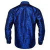 Marca masculina azul real camisas de negócios moda luxo paisley manga longa turn-down colarinho camisa social masculina blusa casual 240125