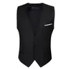 Designer Gilet da uomo Nero Solido Raso di seta Gilet Papillon Cravatta Hanky Set Giacca senza maniche Abito maschile Matrimonio formale Barry Wang 240119