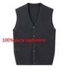 Autumn Winter Cashmere Sweater Men Knitted Casual V-neck Vest Sleeveless high quality fashion Thick plus size S-3XL4XL5XL240127