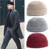 Beanie/Skull Caps Heren Gebreide Muts Beanie Skullcap Sailor Docker Fisherman Cuff Brimless Cap Winter Warmer Thermische Hoeden Effen Gebreide Paar Hoeden YQ240207