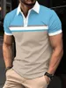 メンズポロス2024夏の半袖ポロシャツメンカジュアルイングランドスタイルストライプ印刷Tシャツ通気可能服のトップ