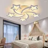 Luzes de teto moderno quarto infantil luz estrela design 50w led lustre controle remoto escurecimento lâmpada iluminação do quarto