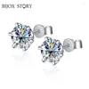 Boucles d'oreilles BIJOX STORY 0.5-2ct, multi-couleurs et coupes, Moissanite S925, bijoux fins en argent Sterling pour femmes de mariage