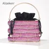 Alizekerr tissé strass pochettes femmes Boutique gradué multicolore cristal évider sacs à main en métal et sacs à main de mariage 240130