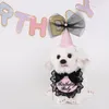 Odzież dla psów Funpets Cat urodzinowy haft trójkątny bandaż urocza impreza ślinica dla zwierząt domowych z akcesoriami kokardowymi