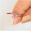 Anello solitario 2023 Cuore rosa Cubic Zirconia Gioielli da donna Regalo per la mamma Lettera di moda intagliata regolabile Aperto S Anelli De Mujer Dr Dhyg5