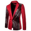 Styl Błyszcząca czarna cekinowa Glitter Suit Men Men Slim Fit Single Button Blazer Jacket Męs Party Stage S2XL 240124