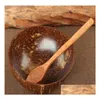 Bowls Natural Coconut Bowl Decoration Fruit Salad Noodle Rice Wooden Handicraft Creative Shell Sn5077 Drop Delivery Home Garden Kitc Dhjwl