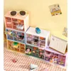 Söt Desktop 9 Grid Storage Boxes Organizer Transparent Small Drawer Student Desk Sundries Accessory Box Kawayi Stickers 240125