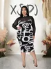 Plus Size Dresses Dress Spring 2024 Wholesale Drop Elegant Chic Slim Fit Long Black Mesh Sleeves Sexy Knee Length