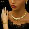 Aniid Dubai Altın Kaplama Takı Seti Lady Bridal Düğün Afrika Mücevher Seti Hint Çiçek Şekli Kolye 24K Aksesuarlar 240123